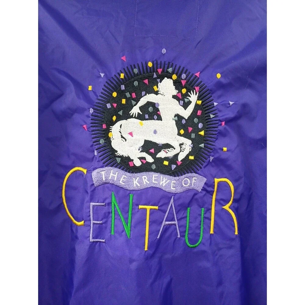 Mardi Grass The Krewe Of Centaur Full Zip Purple Windbreaker Jacket Sz L Nylon